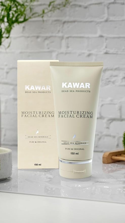 KAWAR Dead Sea Face Moisturizer with Hyaluronic Acid, Niacinamide & Ceramides, Skin Feels Softer and Smoother, Long-Lasting Hydration, Fast-Absorbing, Vegan Moisturizer for Men & Women, 5.1 fl oz