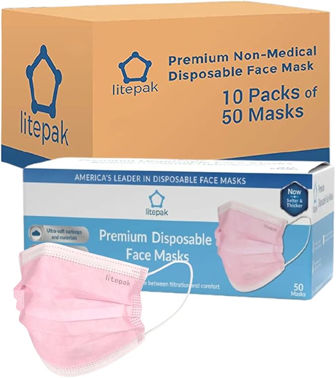 Litepak 500pcs Premium Disposable Face Mask SOFT 3ply Nose Wire