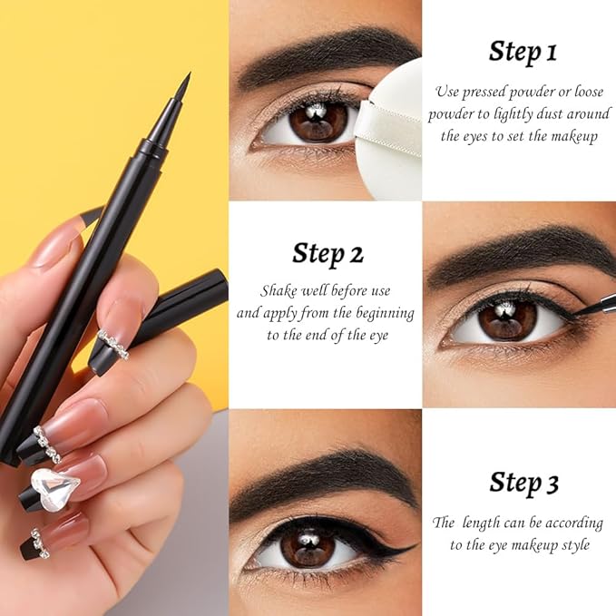 Liquid Eyeliner Set，12 Pack Matte Black Eye Liner Pen，Eye Ink Liner with Ultra-Fine Tip Makeup，Quick-Dry Eyeliner Pack，Glides on Smoothly，Smudge-Proof，Easy to Apply，Vegan Formula