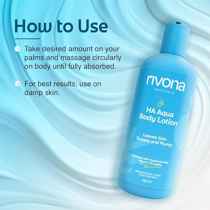 RIVONA NATURALS Hyaluronic Acid Body Lotion with Vitamin E & Jojoba |Deep Hydrating Moisturizer for Dry Skin, Lightweight, Non-Greasy, Nourishing Body Cream for Daily Skincare & Long-Lasting Moisture