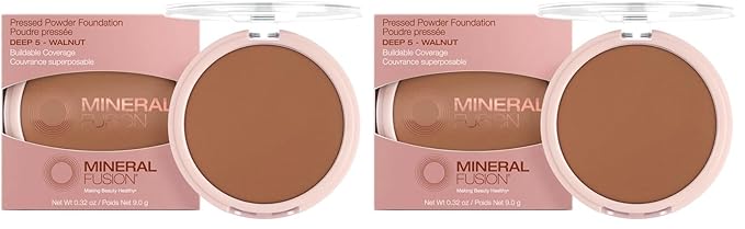 Mineral Fusion Pressed Powder Foundation, Deep 5, 0.32 Ounce (Pack of 2)