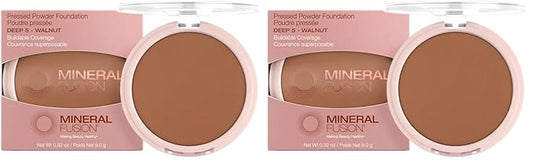 Mineral Fusion Pressed Powder Foundation, Deep 5, 0.32 Ounce (Pack of 2)