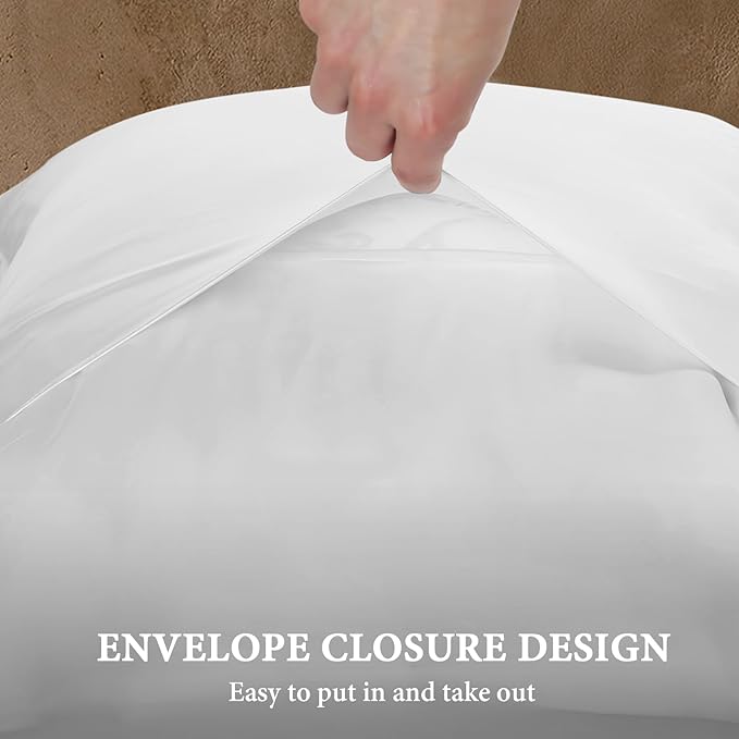 BHZ Satin Goose Down Feather Pillows Queen Size with White Satin Pillowcase for Hair and Skin, Cooling Pillow Cases Similar to Silk Pillow Cases, Christmas Decorative Gifts for Women, Mom Men