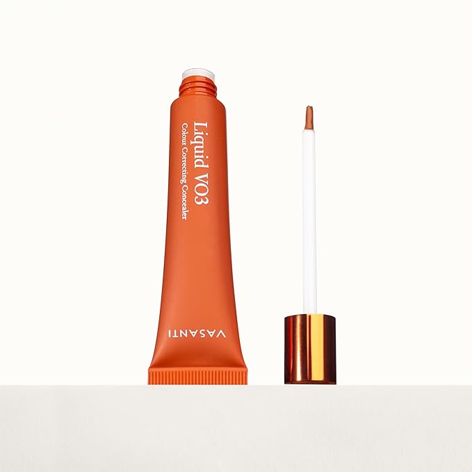 Liquid VO3 (Deep Orange) Undereye Color Corrector and Concealer by VASANTI - Medium to Deep Skin Tones - Paraben Free, Gluten Free - Look Younger with this Dark Circle Concealer