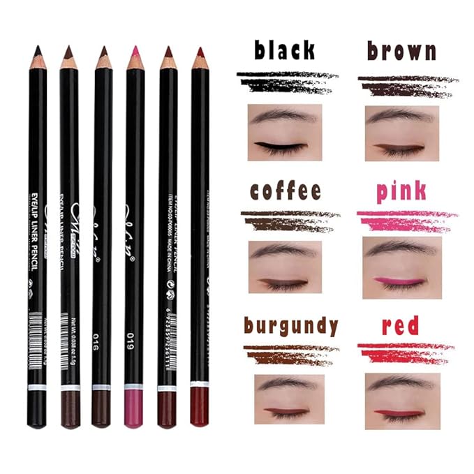 Eye Liner Pencil Set - 12 Assorted Colors Natural Matte Long Lasting Hypoallergenic Eyeliners Eye Makeup Soft Crayon Pencils (Black Gray Brown Plum Purple Lavender Pink etc)
