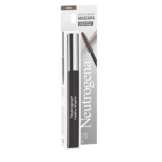 Neutrogena Healthy Lengths Mascara for Stronger, Longer Lashes, Clump-, Smudge- and Flake-Free Mascara with Olive Oil, Vitamin E and Rice Protein, Black/Brown 03,.21 oz