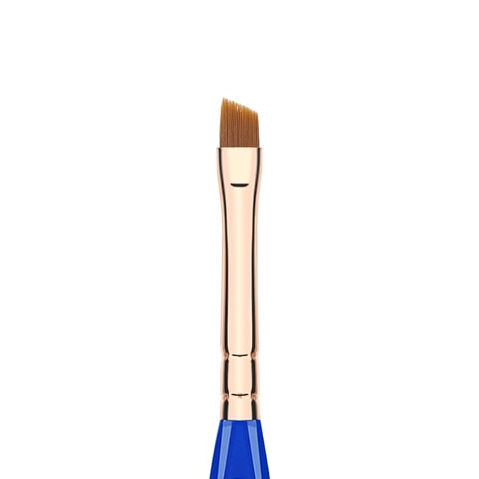 Bdellium Tools Professional Makeup Brush - Golden Triangle 762 Small Angle - With All Vegan and Soft Synthetic Fibers, For Shaping & Filling Eyebrows (Blue, 1pc)