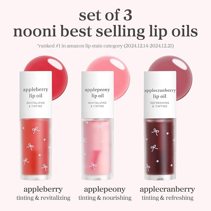 NOONI Korean Lip Oil Gift Set + Appleclear + Appleginseng Lip Oil
