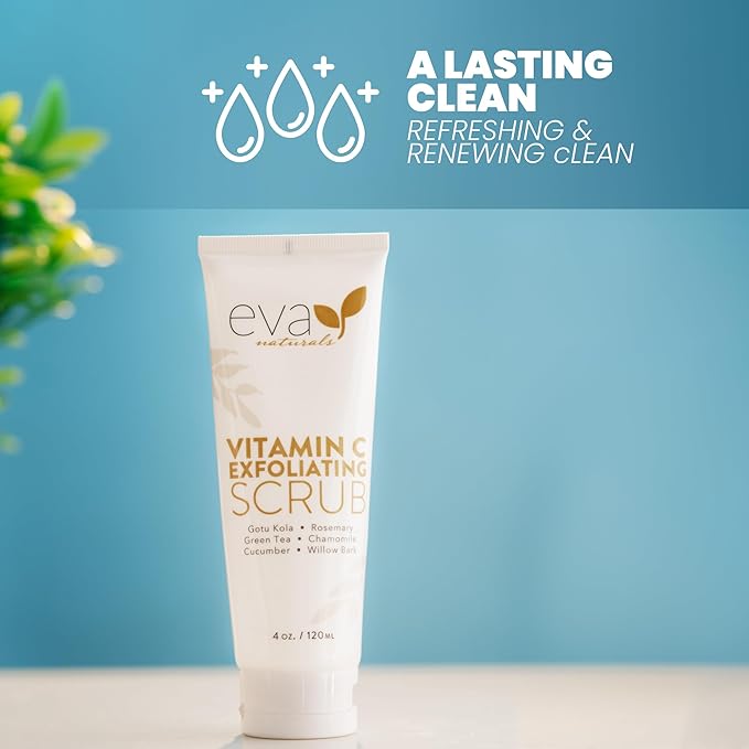 Eva Naturals Vitamin C Facial Scrub - Cleanse and Clear Face, Exfoliating Wash