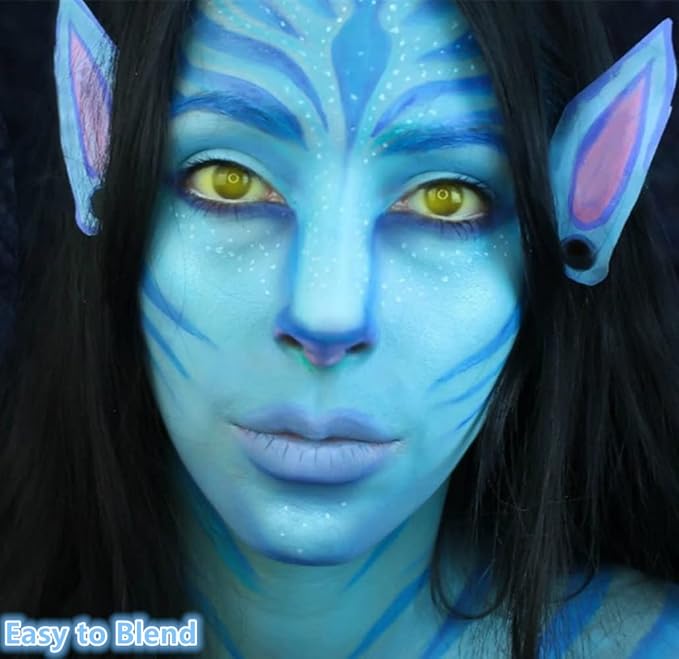 Go Ho 6 Colors Blue Face Body Paint,Cream Washable Formula Face Painting for Adults Children Halloween Cosplay,Body Paint FX Makeup Palette,Professional Face Paint Blue Makeup