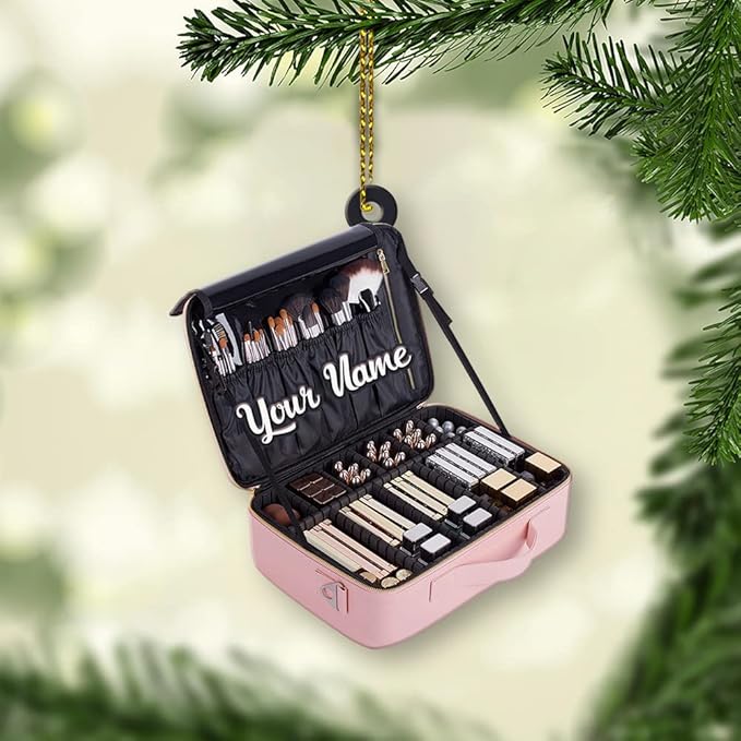Personalized Name Makeup Box Shape Flat Ornament Makeup Ornament Girl Makeup Artist Christmas Ornament Makeup Stylist Ornament 3