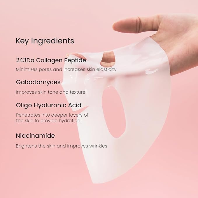 BIODANCE Bio-Collagen Real Deep Mask, Hydrating Overnight Hydrogel Mask, Pore Minimizing, Elasticity Improvement, Korean Skincare | 1.19oz(34g) x 16ea