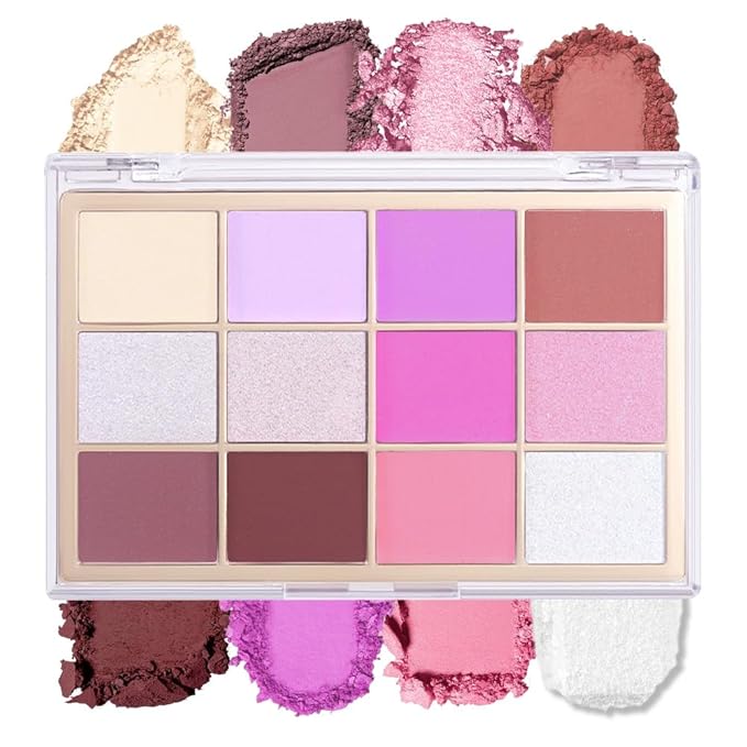 Silver Purple Mauve Eyeshadow Palette,Natural Neutral Warm Cream Light Colors Eyeshadow Palette,Eye Shadow Palette Long Lasting Naturing-Looking Make Up Pallets for Women,Vegan