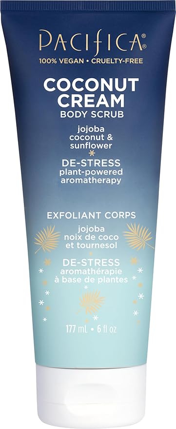 Pacifica Coconut Cream Body Scrub, Gently Exfoliates & Polishes Dead Skin, For All Skin Types, Ven & Cruelty-Free, 6 Fl Oz