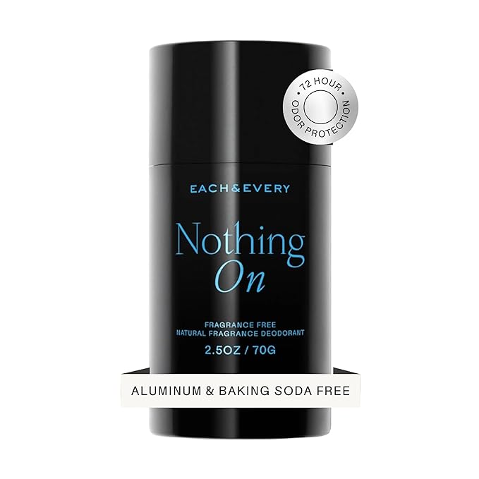 Each & Every Aluminum Free Deodorant for Men & Women - All Natural Deodorant for Sensitive Skin, EWG Verified - Clean, Baking Soda-Free, Plant-Based Fragrance, Unscented Fragrance-Free, 2.5oz