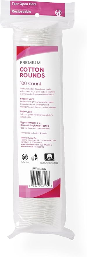 Simply Soft Premium Cotton Rounds, 100% Pure Cotton, Absorbent Cotton Pads, 100 Count (Pack of 36)