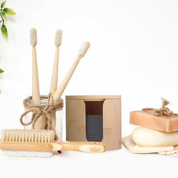 Reusable Cotton Rounds 16Pcs - 100% Natural Bamboo Cotton Pads for Face, Makeup Remover With Laundry Bag and Bamboo Holder (Gray)