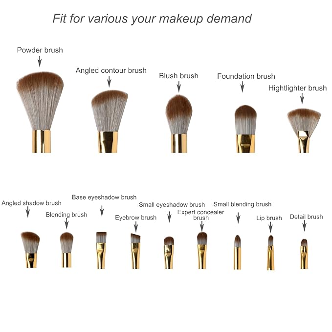 Make Up Brushes,Makeup Brushes Set 14 PCS for Foundation Eyebrow Concealer Eye Shadows Powder,Makeup Brushes Kit for Travel and Daily Makeup Use