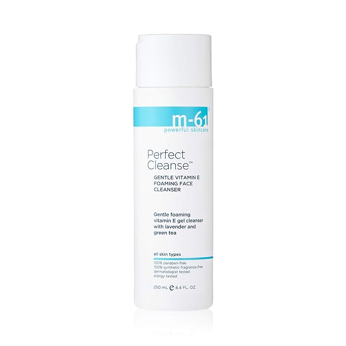m-61 Perfect Cleanse | Daily Gentle, Foaming Gel Cleanser With Vitamin E, Lavender, Green Tea. For All Skin Types. Dermatologist and Allergy Tested, 8.2 Fl Oz