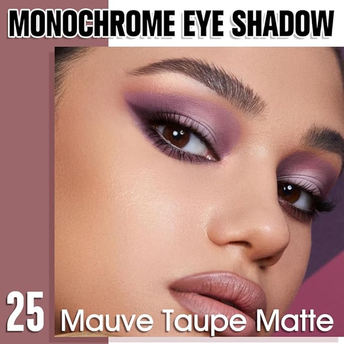 Mauve Taupe Matte Single Eyeshadow, Lightweight Blendable Mini Eye Shadow for Older Women, Monochrome Eyeshadow Palette Makeup Pigmented Waterproof, Vegan & Cruelty-Free, 25