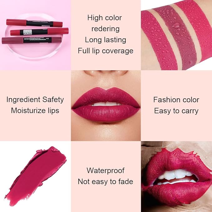 BINGBRUSH Smooth Longwear Lipstick Pack Set, Matte Color Stick Ultimate Lip Crayon for Makeup Collection - Waterproof Velvet Lipgloss Lip Stain (02#)