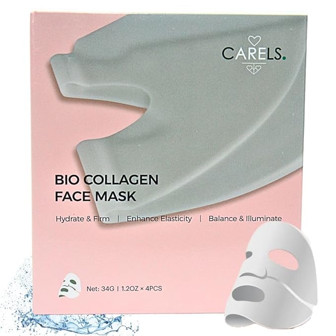 Bio Collagen Face Mask – Deep Collagen Overnight Mask, Hydrating Collagen Face Mask– Overnight Skincare Treatment for Women & Men – Moisturizing Facial Sheet Mask