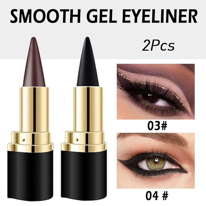 Kaely 2Pcs Black Brown Gel Eyeliner Pencil, Natural Black Eyeliner Cream for Waterline, Long Wear Crayon Eye Liner Waterproof Smudge Proof, Smokey Eye Eyeshadow Palette Gothic Halloween Makeup Set