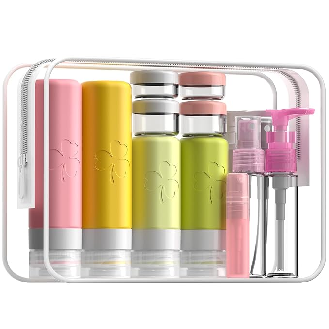 INSFIT Travel Bottles for Toiletries 23pack, TSA Approved Travel Size Toiletries, Airplane Essentials for Creams, Shampoo, Cosmetic Liquids