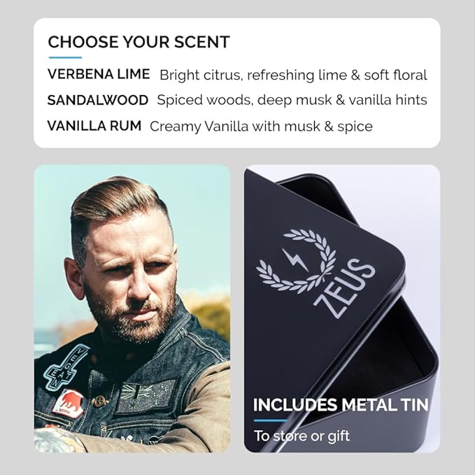 ZEUS Deluxe Men’s Beard Care Gift Set – Luxury Holiday Grooming Kit with Wash, Oil & Brush, Perfect Present for Husband, Dad or Boyfriend (Vanilla Rum)