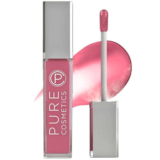 Pure Illumination Light-Up Lip Gloss with LED-Lit Applicator Brush + Side Mirror, Non-Sticky, Moisturizing Hydrating Lip Glosses with Lanolin, Jojoba Oil, & Vitamin E, Girl Crush