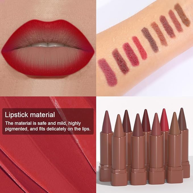Nude Lipstick Lip Liner Matte Sets,Light to Dark High Pigmented Velvet Lipstick Lipliner for Daily Makeup,for Women Long Lasting Waterproof 24 Hours Lip Stick Lip Stain Makeup Gift Sets