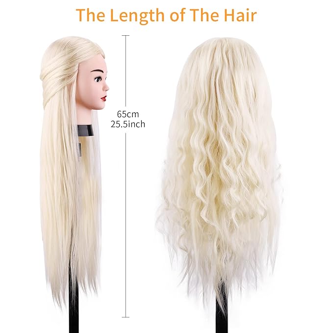 Beauty Star Mannequin Head with 80% Real Human Hair, Doll Head for Hair Styling, Cosmetology Training Manikin Practice Head with Clamp Stand and Braiding Kit (Suitable for Straightening, Curling)