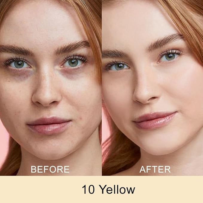 Kaely Pot Concealer Full Coverage, Under Eye Brightener Color Correcting Concealer for Dark Circles, Waterproof Foundation Face Makeup, Eye Ring Corrector de ojeras, 10 Yellow