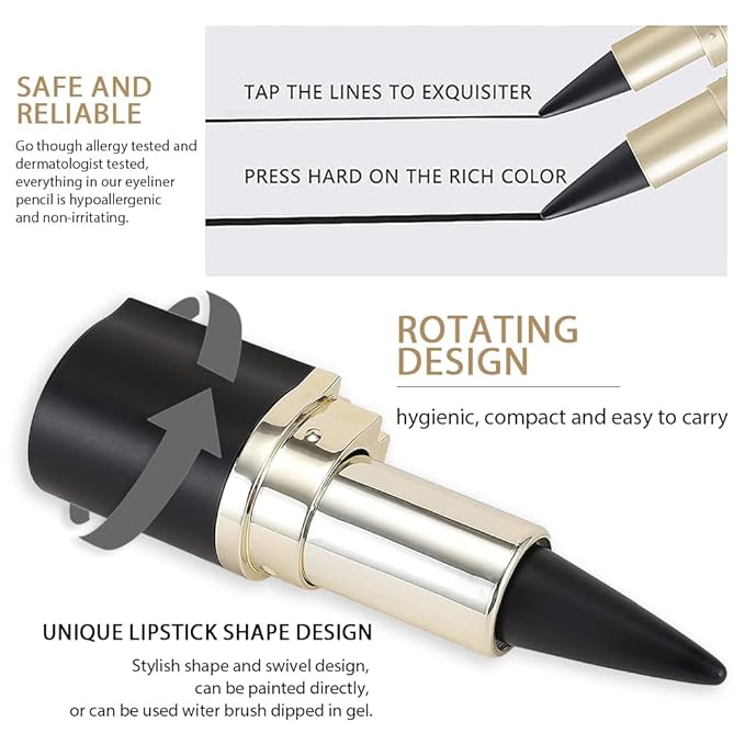 evpct 2Pcs Black Grey Gray Gel Eyeliner Pencil Eye Black Face Paint Stick Makeup Set Waterproof Matte Cream Crayon Eyeliner Pencil Set Cat Eye Liners Eyeshadow Guide delineador de ojos contra el agua