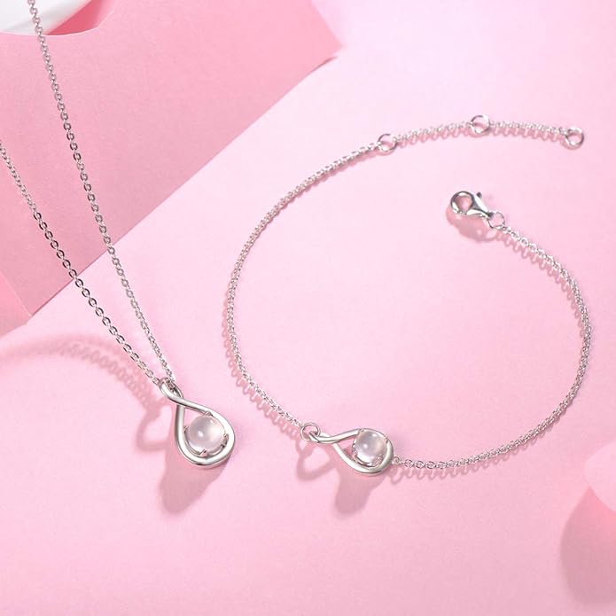 FANCIME Birthstone Necklaces for Women Fine Jewelry Sterling Silver Dainty Infinity Pendant Anniversary Birthday Christmas Gifts for Her Wife Mom Lady Daughter, Chain 16"+2" Extend