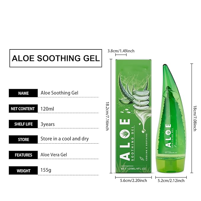 Aloe Vera Gel – Soothing and Hydrating Gel for Face and Body – Organic Aloe Vera Gel for Dry, Sensitive, and Acne-Prone Skin