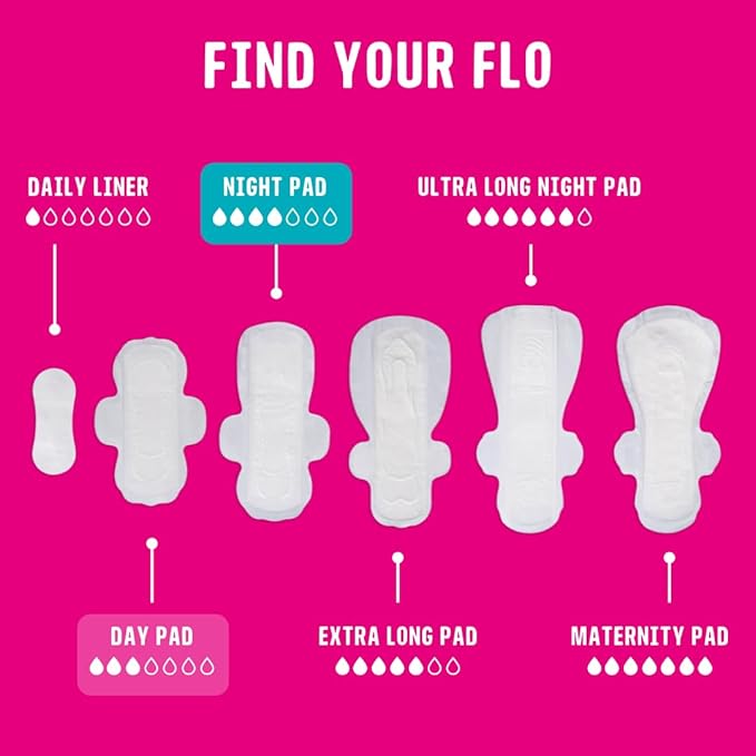 Flo Bamboo Period Pads with Wings Combo Pack 10 Day, 5 Night (15 Pads)