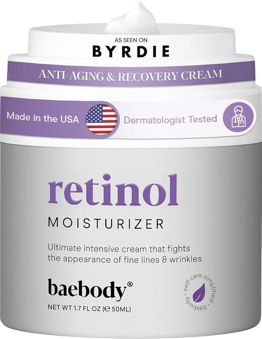 Baebody Made in USA Retinol Cream for Face - Anti Aging Face Cream for Fine Lines and Wrinkles - With Jojoba Oil & Vitamin E - Beauty Gifts for Women (50 ml/1.7 fl oz)