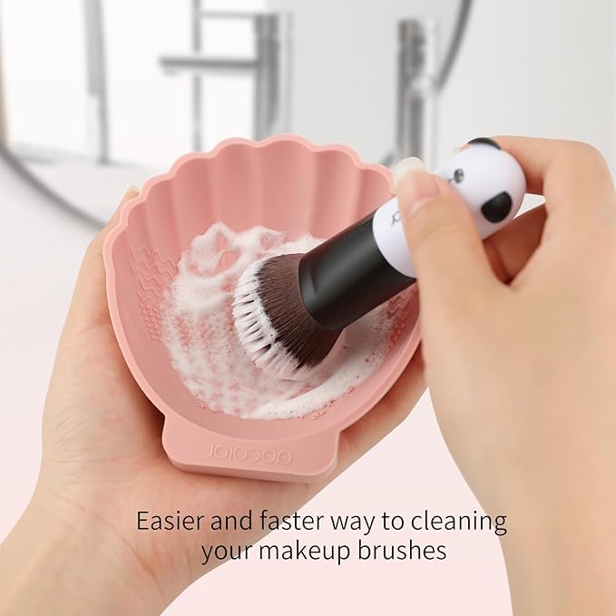 docolor Silicone Makeup Brush Cleaner Mat Shell shape make up brush cleaner pad Big Size, Makeup Brush Cleaning Mat, Brushes Cleaning Tool, Portable Washing Tool for Makeup Cosmetic Brushes