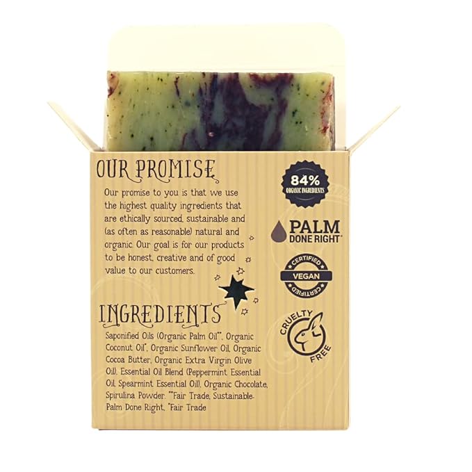 Organic Mint Chocolate Swirl Bar Soap - Gentle Cleansing for Sensitive Skin, Herbal and Mint - 3 Pack - Experience Healthy and Glowing Skin