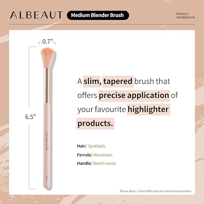 Highlighter Brush, Fluffy Eyeshadow Blending Brush, Must-Have Makeup Tool for Highlight & Blush (Medium Blender)