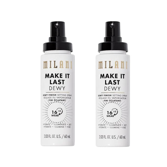 Milani Setting Spray + Primer, Make It Last Dewy - Dewy Finish Moisturizing Formula for Glow on the Go, Setting Spray for Makeup and Face Primer, Prime + Set + Hydrate, 2.03 Fl. Oz - 2 Pack