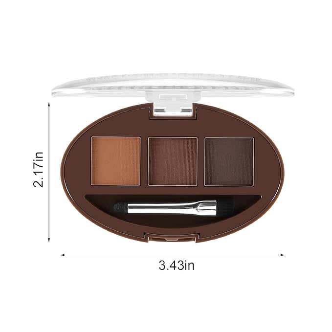Boobeen 3 Color Eyebrow Powder Palette, Waterproof Eyebrow Makeup, Brow Definer to Shape Perfect Brow，Professional Brow Filler Powder with Brush