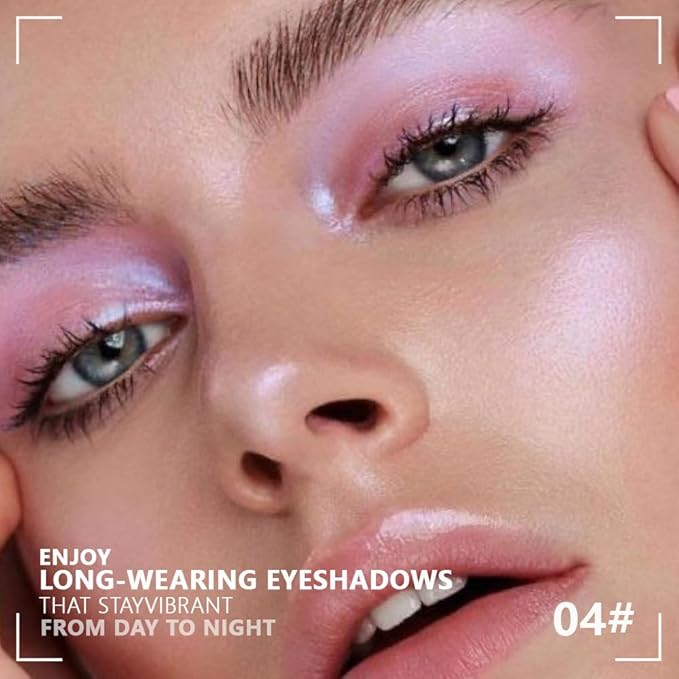 Monochrome Cream Glittle Eyeshadow Palette Makeup, High Pigment Natural Sombras Crema Para Ojos, Pink Shimmer Single Shimmer Eye Shadow for Older Women, Talc, Paraben & Cruelty Free