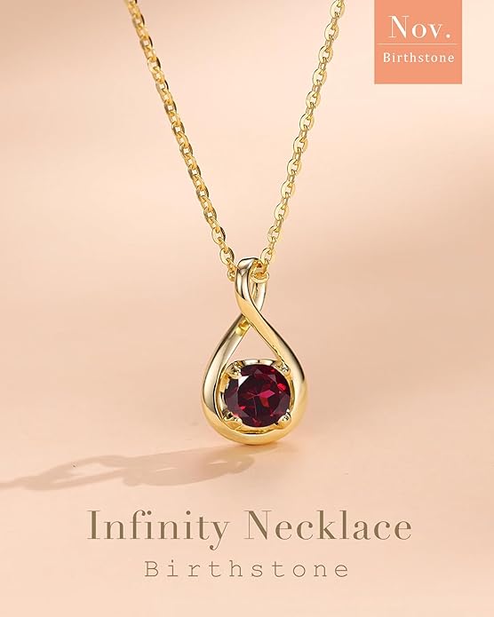 FANCIME Birthstone Necklaces for Women Fine Jewelry Sterling Silver Dainty Infinity Pendant Anniversary Birthday Christmas Gifts for Her Wife Mom Lady Daughter, Chain 16"+2" Extend