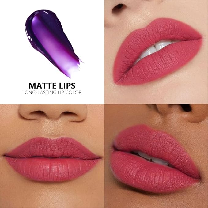 Matte Liquid Lip Stain Peel Off Lip liner Tattoo with Tweezer, Red Liquid Lipstick Lipstain Long Lasting Waterproof for Women, Highly Pigmented Not Faded Smudge-proof Easy to Apply, 03