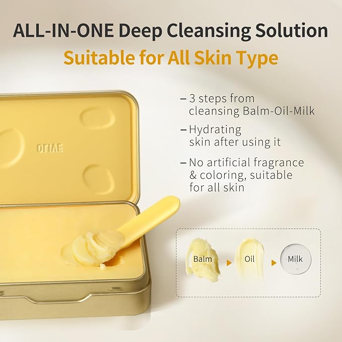 Makeup Remover Cleansing Balm - Waterproof Makeup Remover Balm with Sea Buckthorn Oil, Instantly Melts Waterproof Mascara & Long-Wear Makeup, No Residue