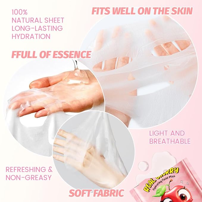 Kaely 12 Pack Fruit Face Masks for Kids, Kids Face Mask Spa Day Kit Supplies, Spa Party Favors for Teens Girls Women, Sheet Facial Mask Skincare Gifts Set, Moisturize Soothe for All Skin Types, 01