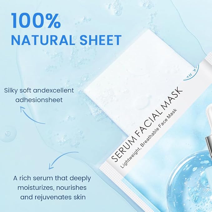 Face Sheet Mask Skincare,Hydrating Spa Face Mask For Sensitive Skin,Moisturize,Nourish for All Skin Types,Natural Skin Care Spa Face Mask for Women Men Girls,Pack of 6