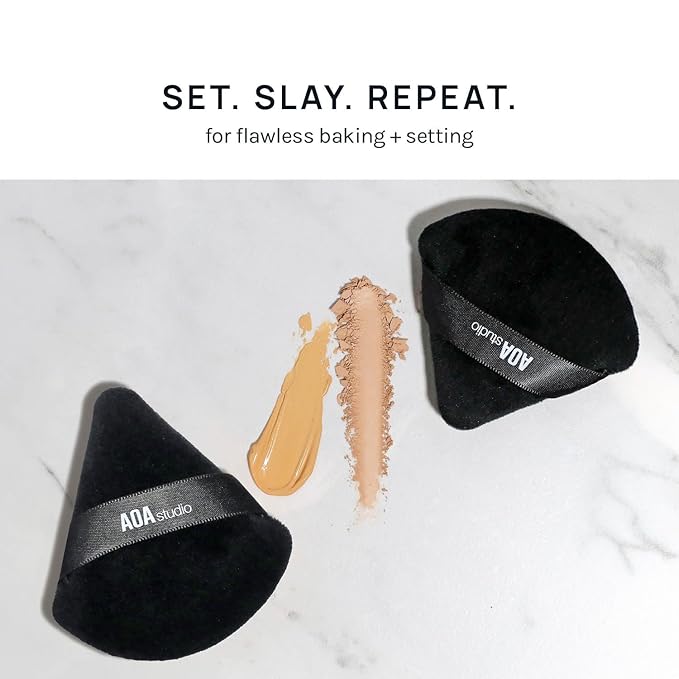 AOA Studio Velvet Puffs Makeup Puff Set of 6 Loose Powder Body Powder, Velour Makeup Blender Sponge Foundation Blending Sponges Set Beauty Makeup Tools(Black/Peach) (Small black/Big black/Heart black)